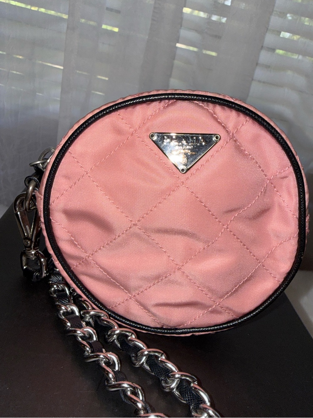 Prada Quilted Round Mini Wristlet Clutch in Dusty Pink - Picture 12 of 13